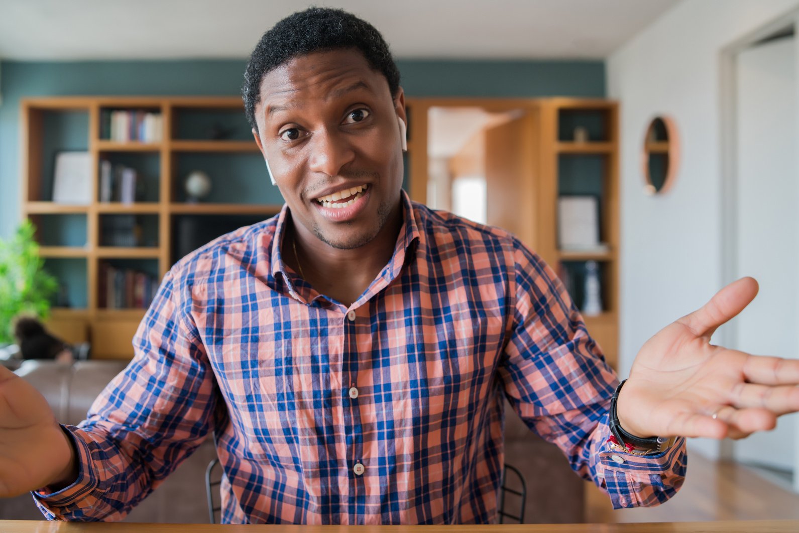 Business Man on a Work Video Call from Home.